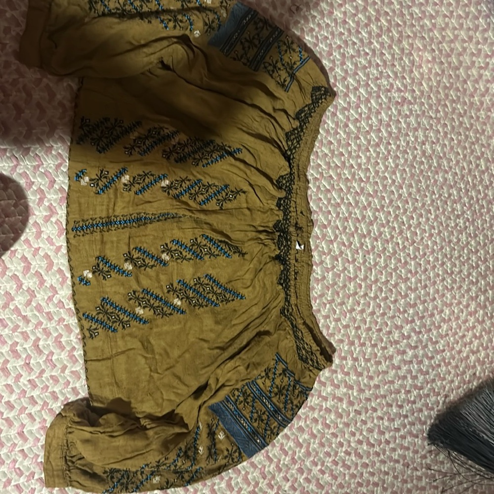 Green free people off the shoulder blouse